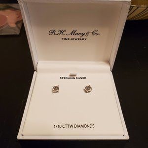 NWT Diamond Halo Stud Earrings (1/10 ct. t.w.) in Sterling Silver